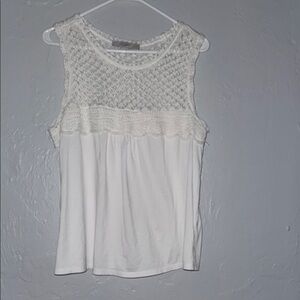 LOFT White Lace Sleeveless Blouse 133